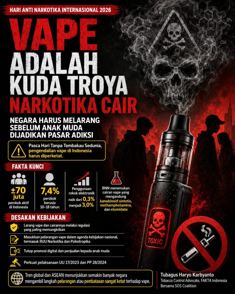 VAPE ADALAH KUDA TROYA NARKOTIKA CAIR:NEGARA HARUS MELARANG SEBELUM ANAK MUDA DIJADIKAN PASAR ADIKSI