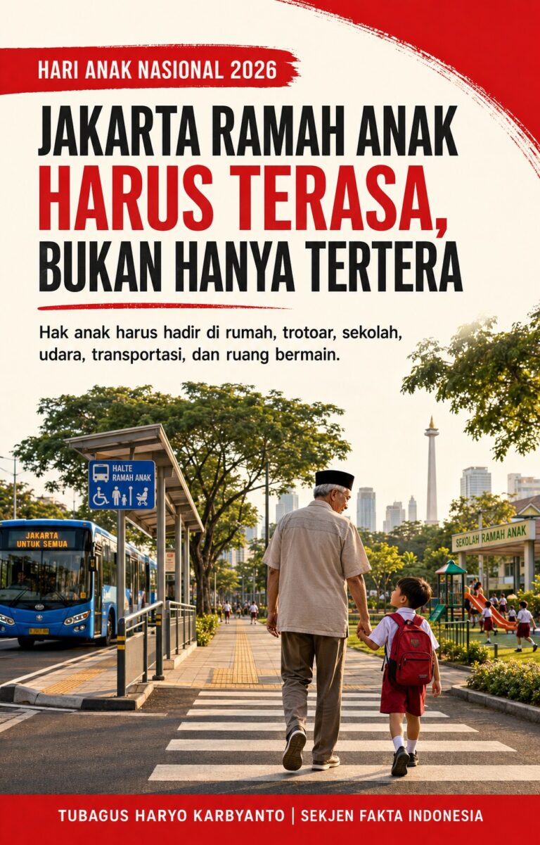 JAKARTA RAMAH ANAK HARUS TERASA,BUKAN HANYA TERTERA